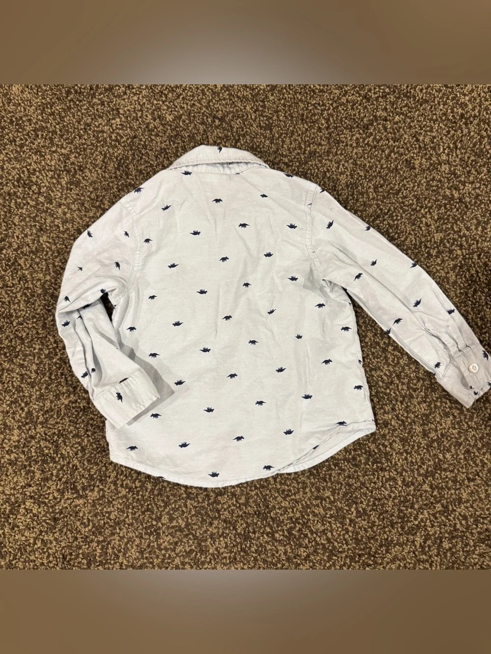 Boys 3T dinosaur long sleeve button-down shirt W/ brown cableknit sweater